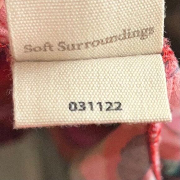 Women's Soft Surroundings Red Watercolor Floral Viscose Colllared Midi Dress Sm - Picture 8 of 13